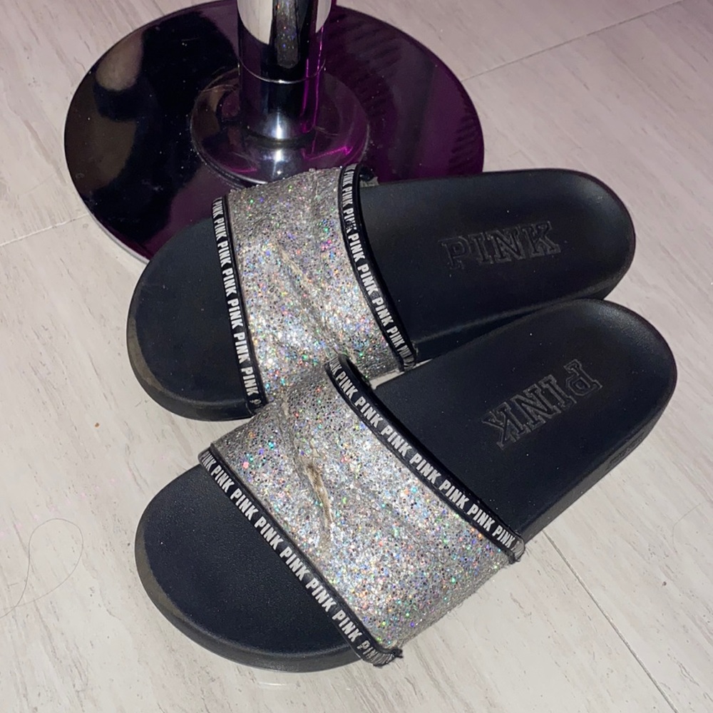 extremely worn pink slides
